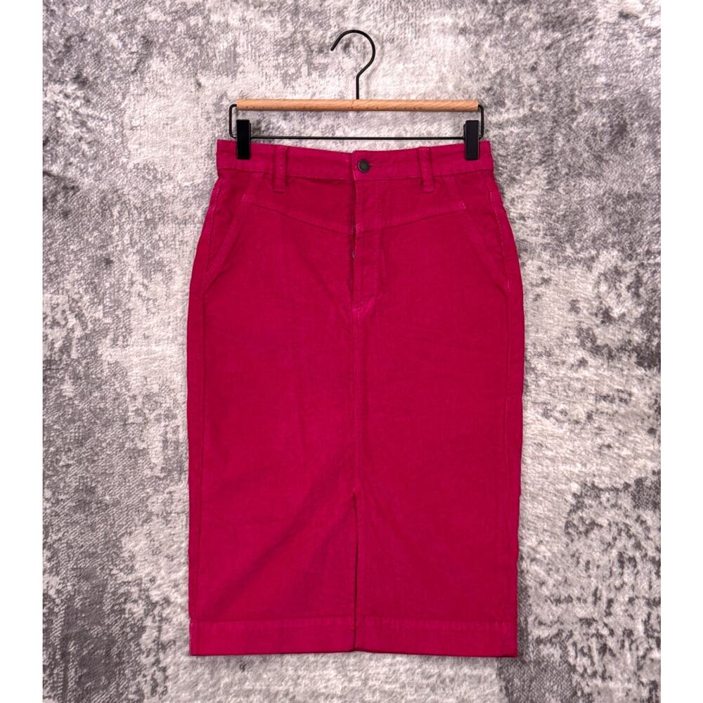 Free People Pencil Skirt 25 Womens Hot Pink Corduroy Western Rodeo